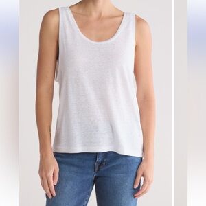 Madewell White Relaxed Linen Slub Knit Tank Top Small